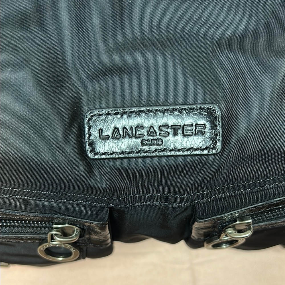 Lancaster Paris Black Nylon and Leather Leather Shoulder Bag with Slouchy Design - Picture 2 of 9
